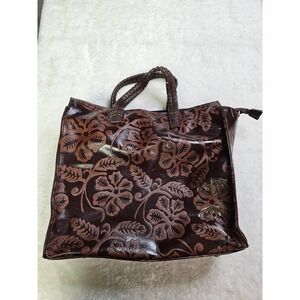 Urban Expressions Embossed Vegan Leather Top Zip Tote Bag